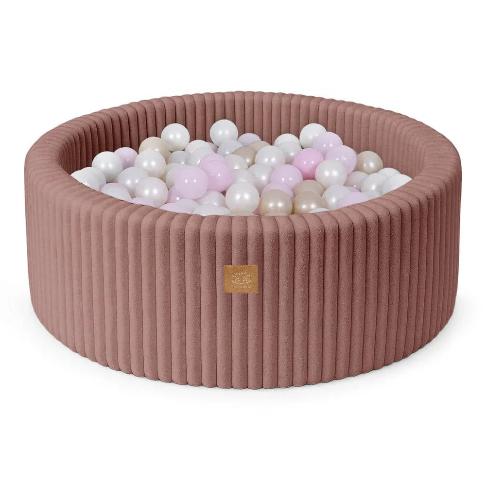 MEOWBABY Piscine à balles pour bébé - Ronde 90 x 30 cm - Avec 200 balles - En coton - Gris clair : rose pastel/gris/blanc