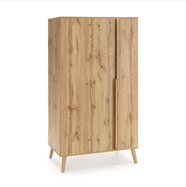 Armoire 6 étagères et porte-manteau, finition chêne • Martha