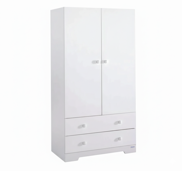 Armoire avec penderie, grande étagère et 2 tiroirs - Blanc • Ocean