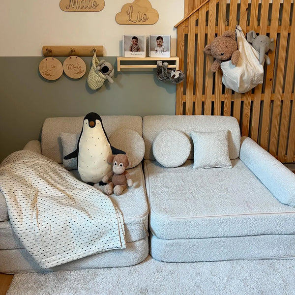 Divano da gioco modulare 10 pezzi in bouclette • Gustavo+