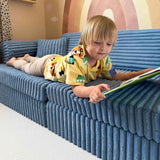 Modulares Spielsofa Tobias+ 166cm aus feinem geripptem Churros-Fell | 8 Teile