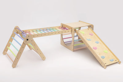 Ensemble complet triangle et cube de Pikler, 4 pièces - Pastel • Nils