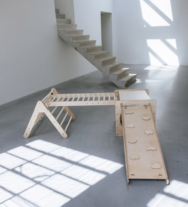 Ensemble complet triangle et cube de Pikler - Bois • Nils