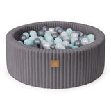 Piscine à balles ronde 90x30cm en velours côtelé Churros, 200 balles – Anthracite | Balles au choix