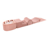 Parcours de motricité 4 pièces avec mini piscine à balles en Corduroy - Rose | Balles au choix