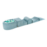 Parcours de motricité 4 pièces avec mini piscine à balles en Corduroy - Turquoise | Balles au choix