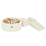 Foam playground 3 pieces with 90x30cm plush Bearly ball pit, 200 balls - Cream | Balls of your choice