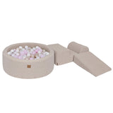 Foam playground 3 pieces with 90x30cm ball pool in Bearly plush, 200 balls - Gray | Balls of choice