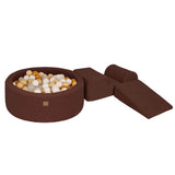 Foam playground 3 pieces with 90x30cm plush Bearly ball pit, 200 balls - Brown | Balls of your choice