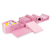 Foam playground 6 pieces with mini velvet ball pit - Raspberry | Balls of choice