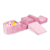 4-piece motor skills course with small velvet ball pool - Raspberry