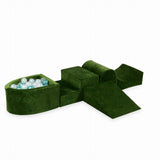Foam playground 4 pieces with mini velvet ball pool - Olive | Balls of your choice