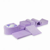 Foam playground 6 pieces with mini velvet ball pit - Lilac | Balls of your choice