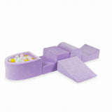 Foam playground 4 pieces with mini velvet ball pool - Lilac | Balls of choice