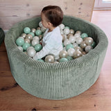 Piscine à balles ronde 90x30 cm en velours Corduroy à larges côtes Aesthetic, 200 balles - Olive | Balles au choix