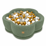 Bloemvormige ballenbak 90x30 cm met bijbehorende speelmat van ribcord met brede ribbels Aesthetic, 200 ballen – Roze | Ballen naar keuze
