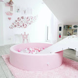 Piscine à balles ronde XXL 130cm en jersey - Rose | Balles au choix