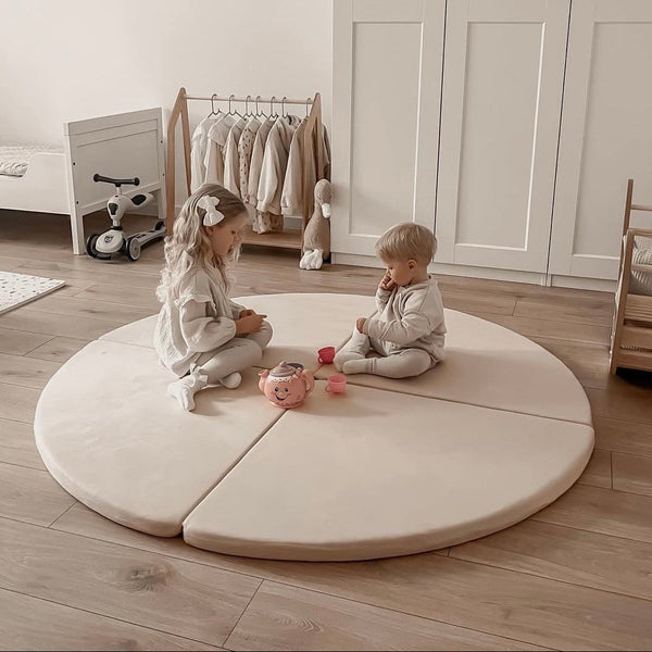 Rond jersey speelkleed, 160cm - Beige