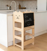Tour d’observation évolutive 3-en-1, bureau et tableau noir, en bois FSC • Chat