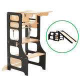 Tour d’observation évolutive 4-en-1, Bureau, Chaise haute et Toboggan, en bois FSC • Floki