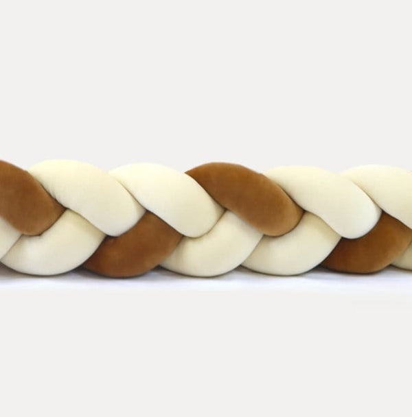 Tour de lit tressé 3 épis en velours Vanille et Canelle | 9 Tailles