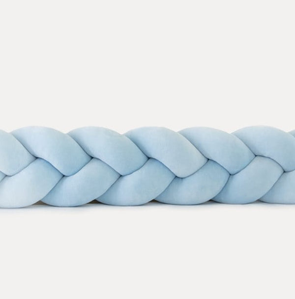 Tour de lit tressé 3 épis en velours Bleu layette | 9 Tailles
