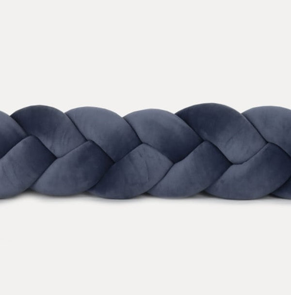 Tour de lit tressé 3 épis en velours Graphite | 9 Tailles