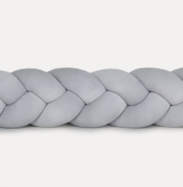 Tour de lit tressé 3 épis en velours Gris | 9 Tailles