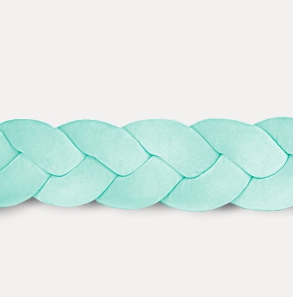 Tour de lit tressé 3 épis en velours Menthe | 9 Tailles