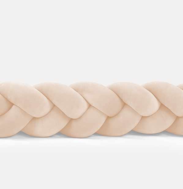 Tour de lit tressé 3 épis en velours Pêche | 9 Tailles