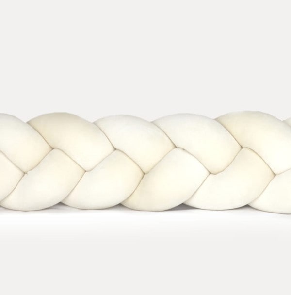 Tour de lit tressé 3 épis en velours Vanille | 9 Tailles