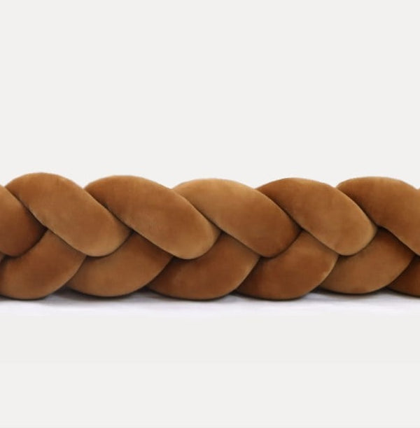Tour de lit tressé 3 épis en velours Cannelle | 9 Tailles