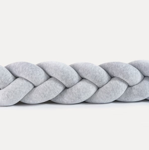 Tour de lit tressé 3 épis en velours Gris mélangé | 9 Tailles