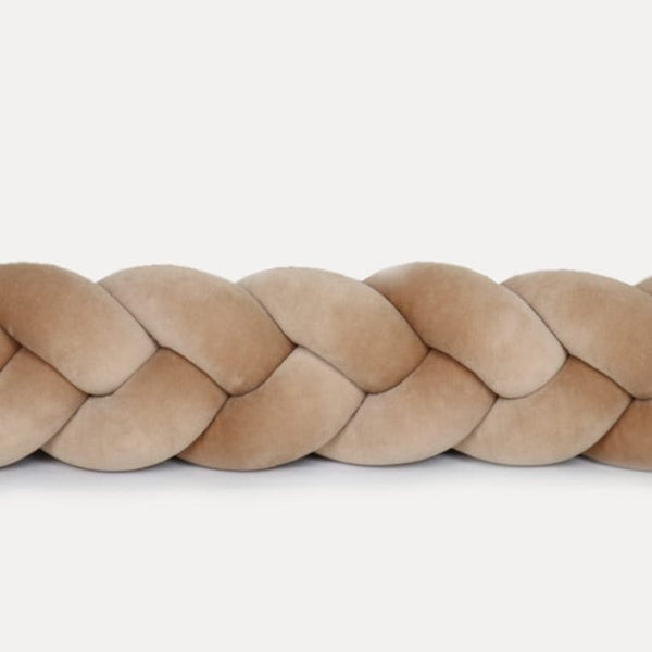 Tour de lit tressé 3 épis en velours Latte | 9 Tailles