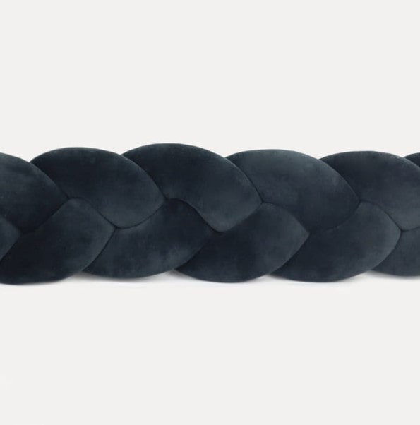 Tour de lit tressé 3 épis en velours Noir | 9 Tailles