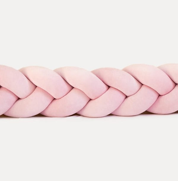 Tour de lit tressé 3 épis en velours Rose | 9 Tailles