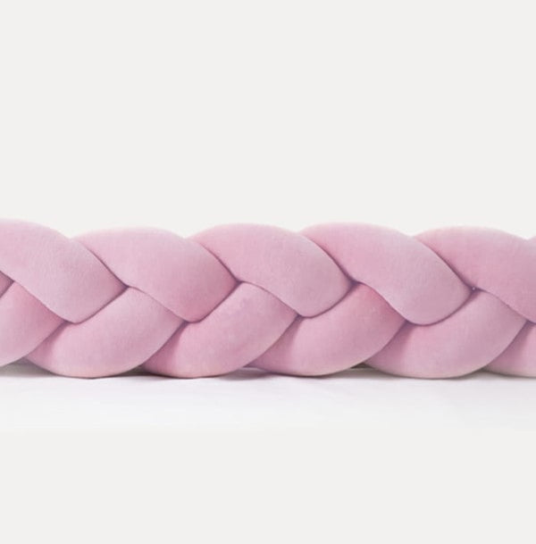 Tour de lit tressé 3 épis en velours Rose framboise | 9 Tailles