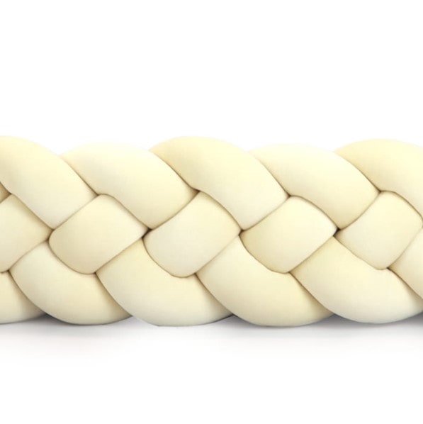 Tour de lit tressé 4 épis en velours Vanille | 9 Tailles