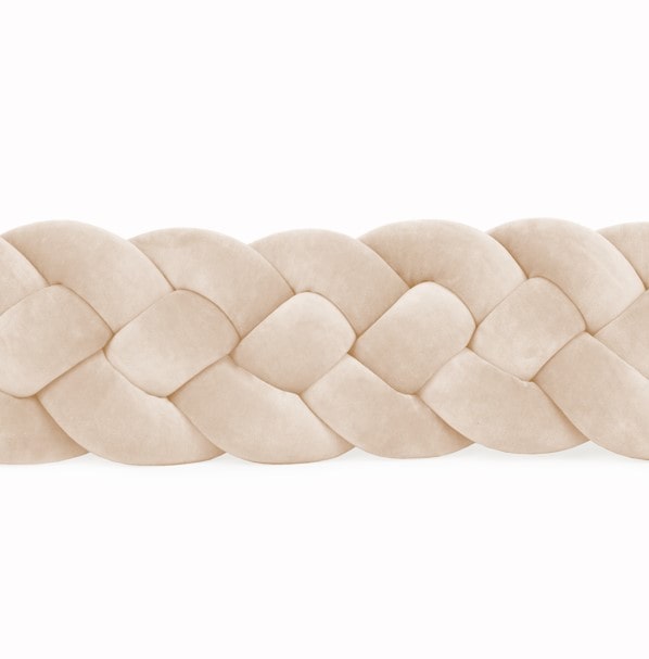 Tour de lit tressé 4 épis en velours Beige | 9 Tailles
