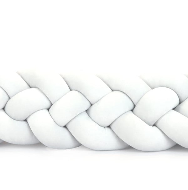 Tour de lit tressé 4 épis en velours Blanc | 9 Tailles