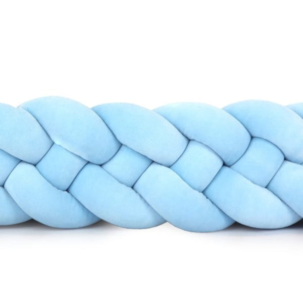 Tour de lit tressé 4 épis en velours Bleu layette | 9 Tailles