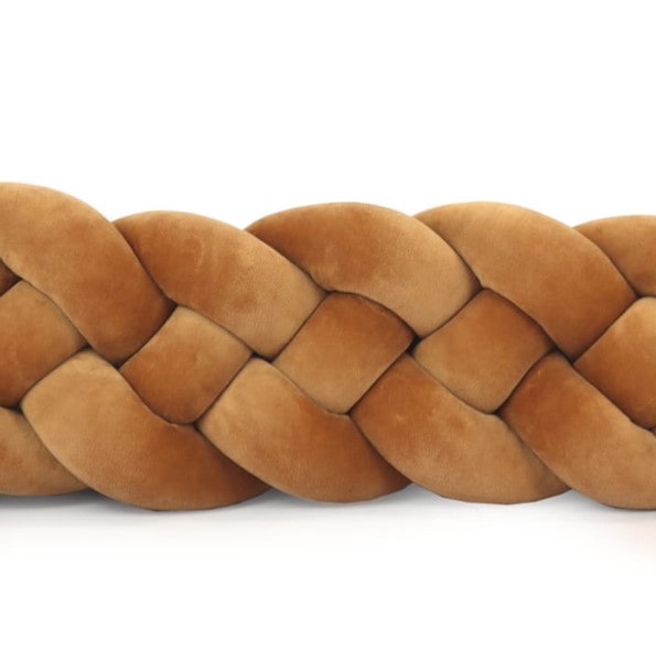 Tour de lit tressé 4 épis en velours Cannelle | 9 Tailles