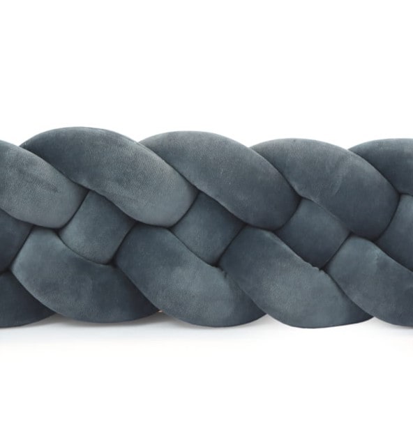 Tour de lit tressé 4 épis en velours Graphite | 9 Tailles