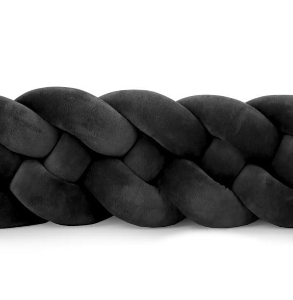 Tour de lit tressé 4 épis en velours Noir | 9 Tailles