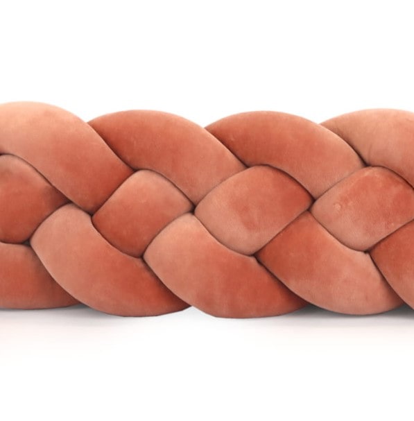 Tour de lit tressé 4 épis en velours Terracotta | 9 Tailles