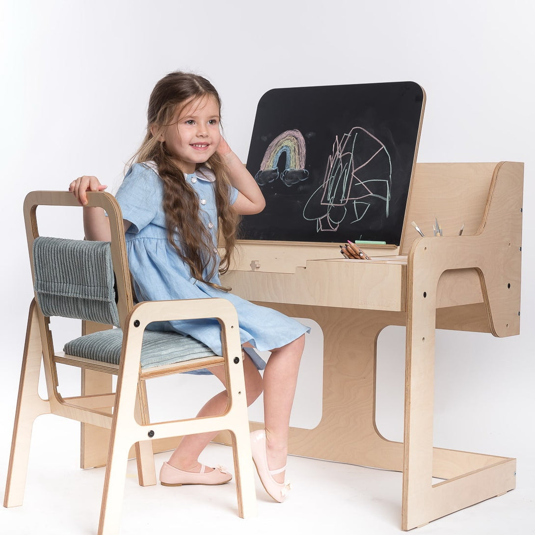 Bureau d’activité évolutif pour enfant avec tableaux, 3 hauteurs • LOOVE