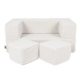 Canapé de jeu modulable 96cm en peluche bouclée effet laine Bearly | 4 Pièces • Kubic