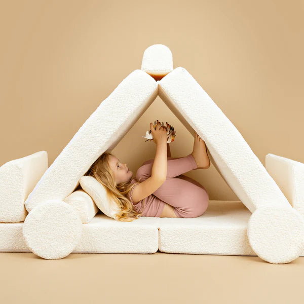 Sofá de juego modular de 10 piezas en bouclé - Blanco • Loke+