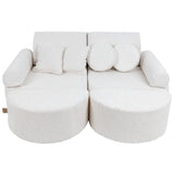 Canapé de jeu modulable 120cm en bouclette - Blanc | 12 pièces • Loke