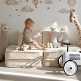 Canapé de jeu modulable 120cm en peluche bouclée effet laine Bearly | 4 pièces • Loke